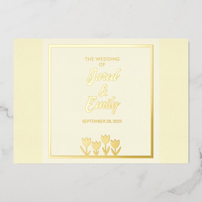 Fleurs de Mariage Jaunes Invitation à huile (Recto)