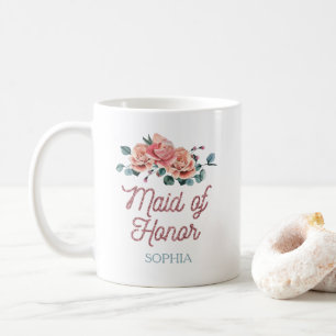 Fleurs de mariage vintage Maid of Honor Coffee Mug