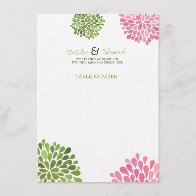 Fleurs de menu de carte et de mariage d'endroit de (Devant)