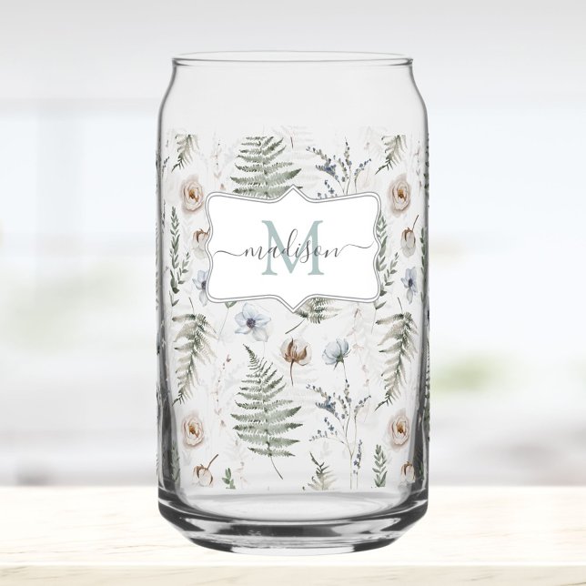 Fleurs de monogramme et feuilles de fougère floral (In situ)