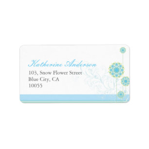 Fleurs de neige Bleues Flûte Mariage Étiquettes de