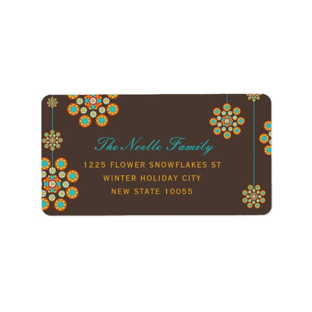 Fleurs de Noël Étiquettes de adresse de vacances (Devant)