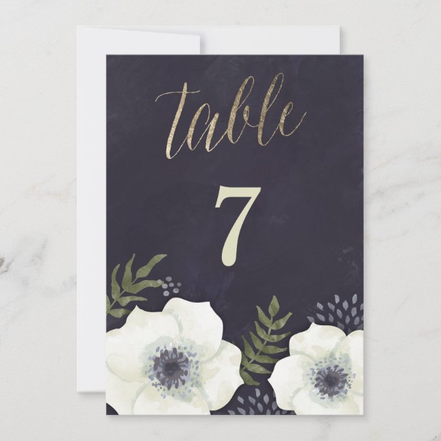 Fleurs de Nuit d'Été Numéro de Table de Mariage (Devant)