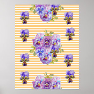 Fleurs de Pansy Jaune Shabby Chic Poster