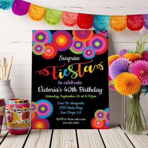 Fleurs de papier Surprise Party Fiesta Invitations