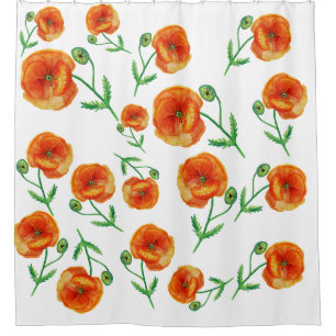 Fleurs de pavot Aquarelle Art Douche rideau
