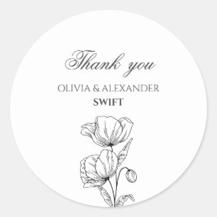 Fleurs de pavot autocollants de mariage simples et