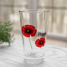 Fleurs de pavot rouge Nom personnalisé Verre