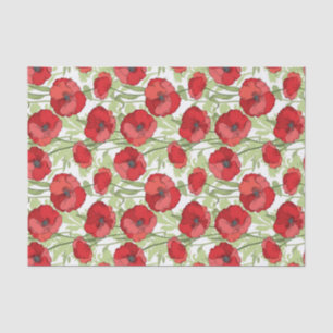 Fleurs de pavot rouge  Papier de soie floral