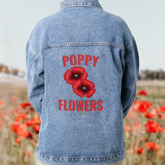 Fleurs de pavot rouge Veste Denim personnalisée