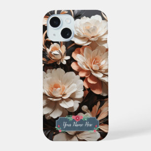 Fleurs de pêche abstraites modernes sur fond noir