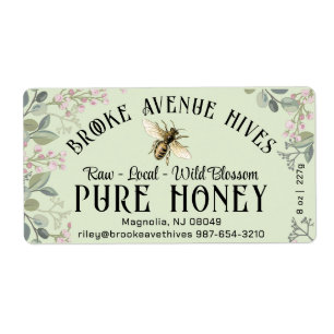 Fleurs de prairie aquarelle et Étiquette de miel d