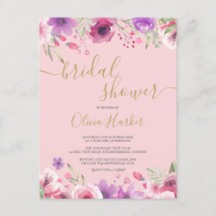 Fleurs de prairie Floral Bridal Shower Invitation