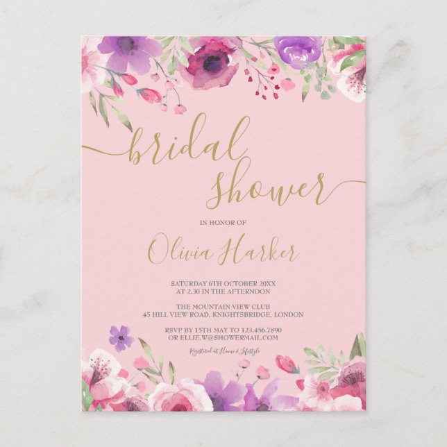 Fleurs de prairie Floral Bridal Shower Invitation (Devant)