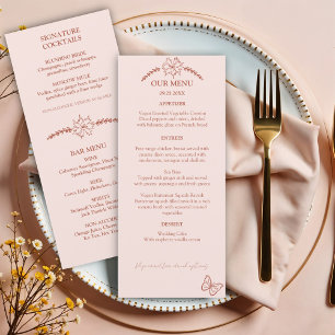 Fleurs de prairie Menu Mariage Rose