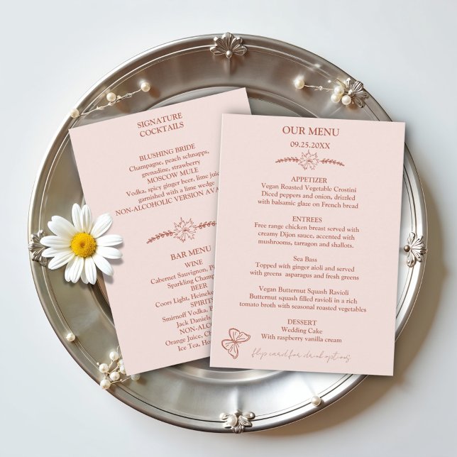 Fleurs de prairie Menu Mariage Rose (Créateur téléchargé)