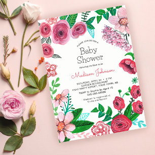 Fleurs de printemps   Baby Shower   Invitation