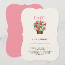 Fleurs de printemps Cupcake 1er Invitation de fête