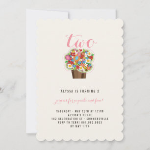 Fleurs de printemps Cupcake 2e Invitation de fête 