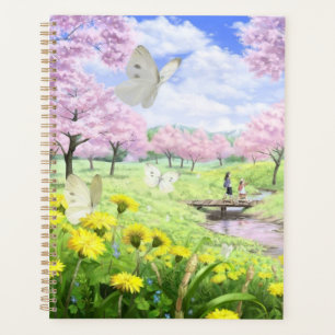 Fleurs de printemps et papillons
