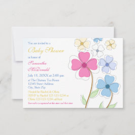 Fleurs de printemps - Invitation Baby shower 3x5
