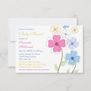Fleurs de printemps - Invitation Baby shower 3x5