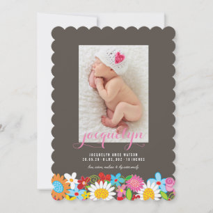 Fleurs de printemps Jardin Baby Girl Faire-part de