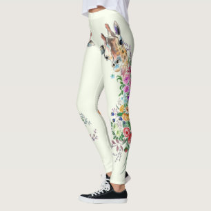 Fleurs de printemps Leggings en girafe - Couleurs