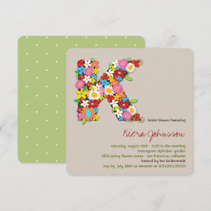 Fleurs de printemps Monogramme K Invitation de Fêt
