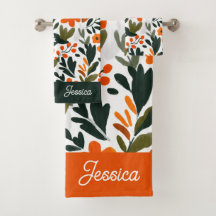 Fleurs de printemps orange chic Motif botanique No