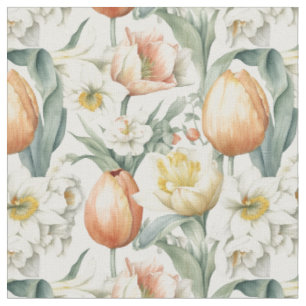 Fleurs de printemps Tulipes Daffodique tissu Motif