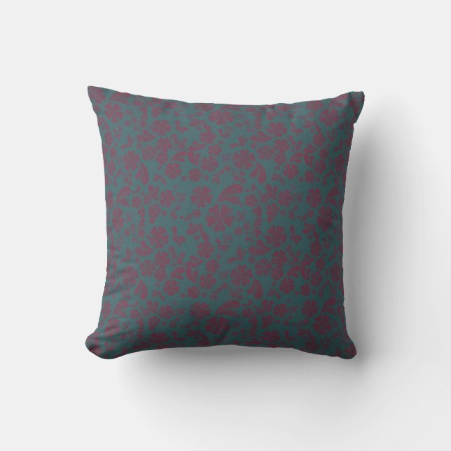 Fleurs de prune sur Coussin MOJO Turquoise (Recto)