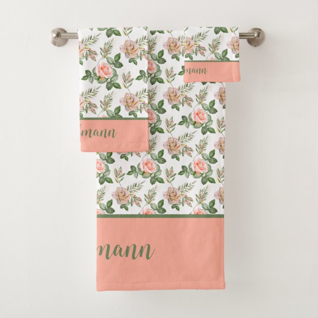 Fleurs de roses grises roses en fleurs Monogramme (En situation)