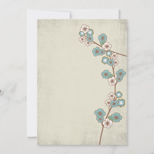 Fleurs de sakura bleues vintage Invitation (Devant)