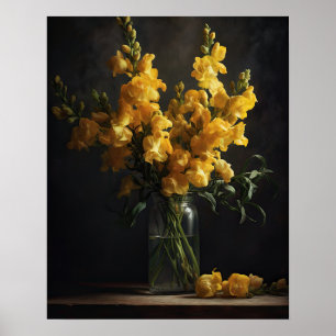 Fleurs de Snapdragon Jaune Art Imprimer Poster