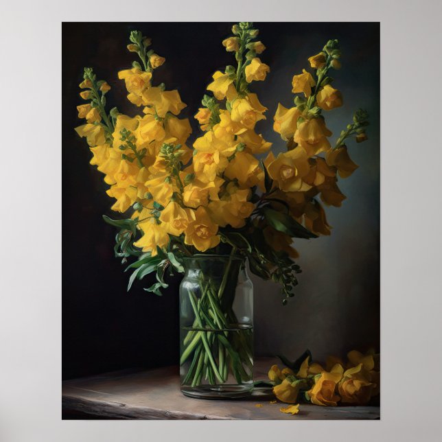 Fleurs de Snapdragon Jaune Art Imprimer Poster (Devant)