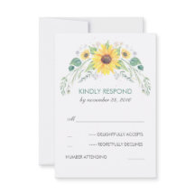 Fleurs de soleil aquarelle Mariage rustique RSVP