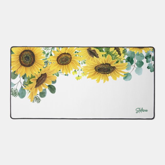 Fleurs de soleil d'aquarelle et Feuilles d'Eulcayp (Recto)