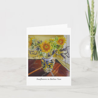 Fleurs de soleil en Vase carte pour notes italien