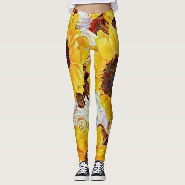 Fleurs de soleil et Leggings d'art Rose (Devant)