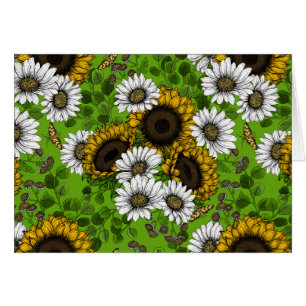 Fleurs de soleil et marguerites, jardin d'été