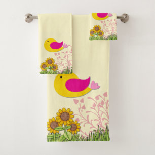 Fleurs de soleil et oiseaux