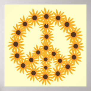 Fleurs de soleil Jaunes Peinture Paix Posters