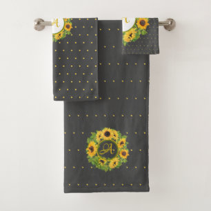 Fleurs de soleil monogrammes À petits pois Jaune g