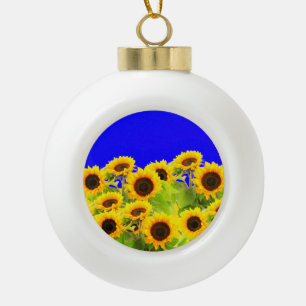 Fleurs de soleil Ornement de Noël Ukraine Drapeaux