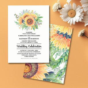 Fleurs de soleil rustiques de pays Invitations de 