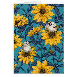 Fleurs de soleil sauvages et crêtes d'or/ jaune