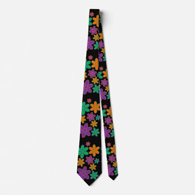 Fleurs de style les années 70 sur Cravate Arrière  (Devant)