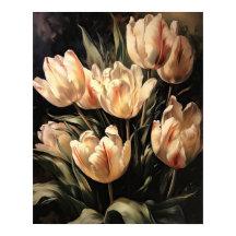 Fleurs de tulipe crème Poster d'impression d'art