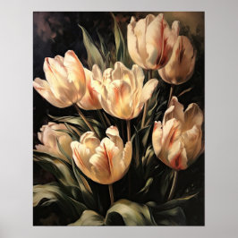 Fleurs de tulipe crème Poster d'impression d'art
